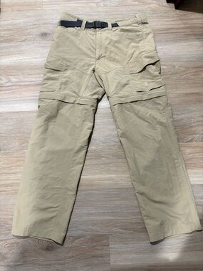 The North Face Tan Men's Outdoor Pants with Integrated Black Belt